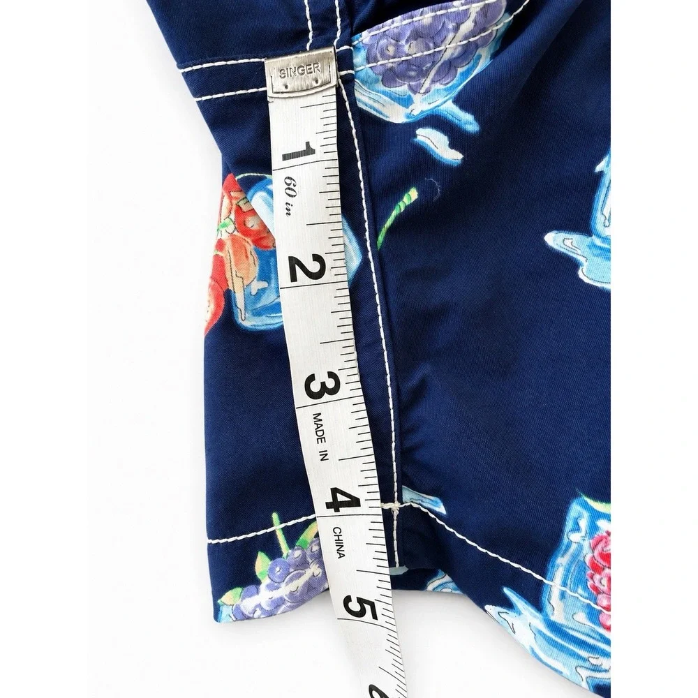 Vilebrequin Swim Trunks Navy Blue Fruit Ice Cube Print Men's Swim Shorts XL